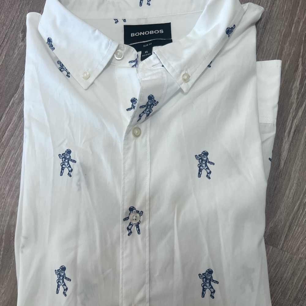 Mens Designer BONOBOS Long Sleeve Dress Shirt Slim Fit